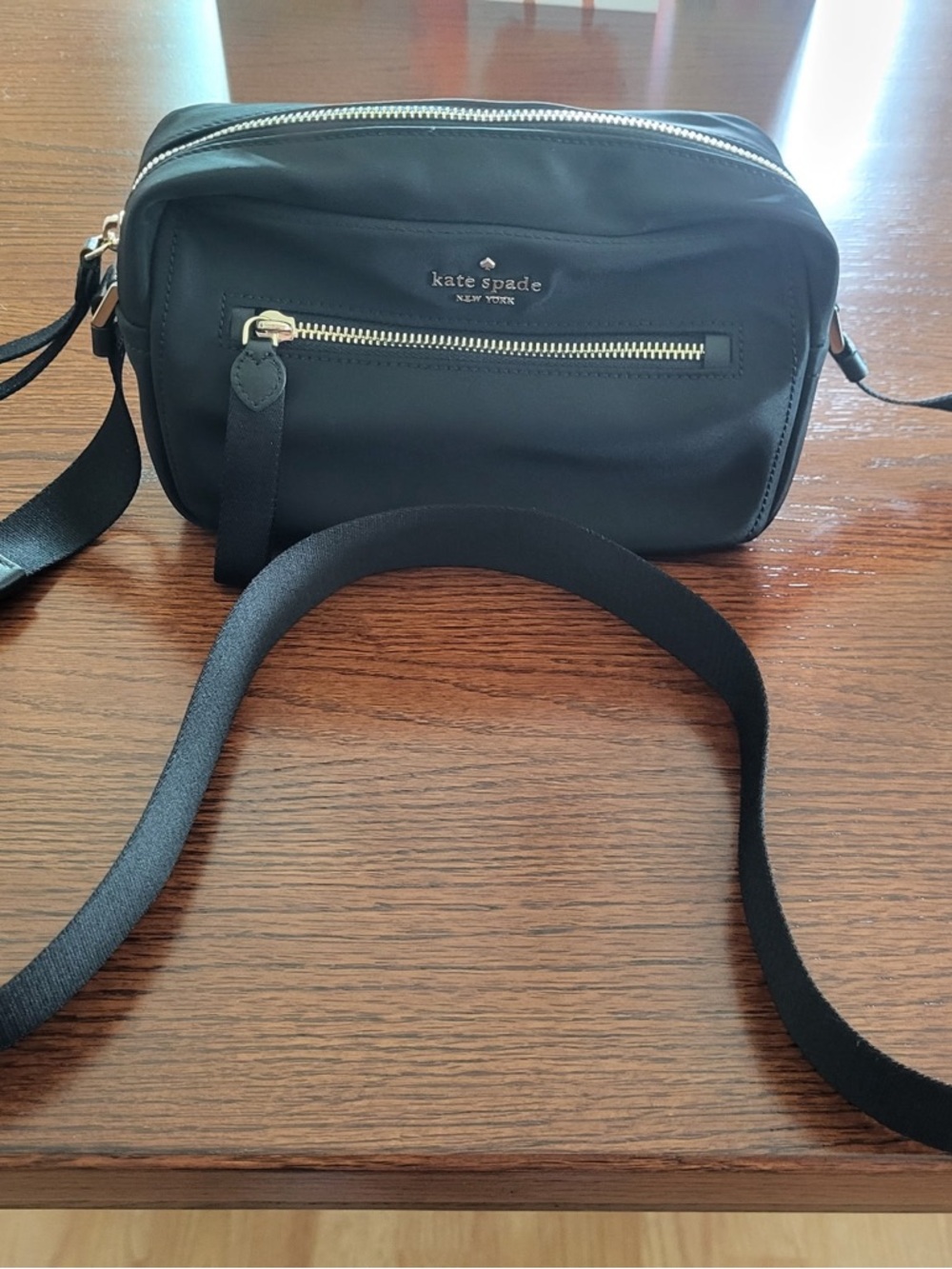 kate spade Black Nylon Crossbody Camera Bag with Gold Logo